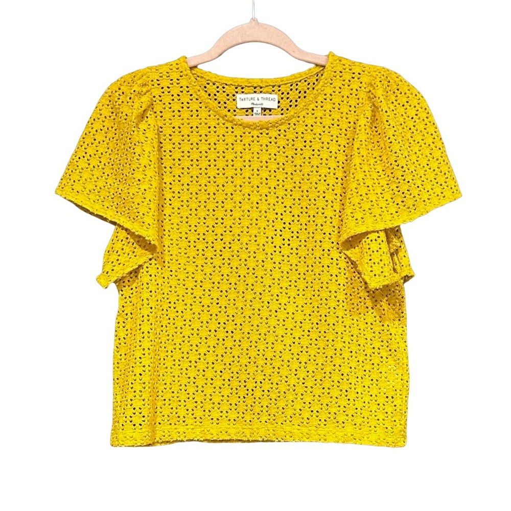 Madewell Texture & Thread Eyelet‎ Flutter-Sleeve Top